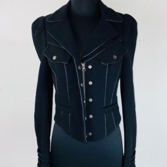 Seventy Two Changes Black Moto Zip Jacket Coat - Picture 3 of 8